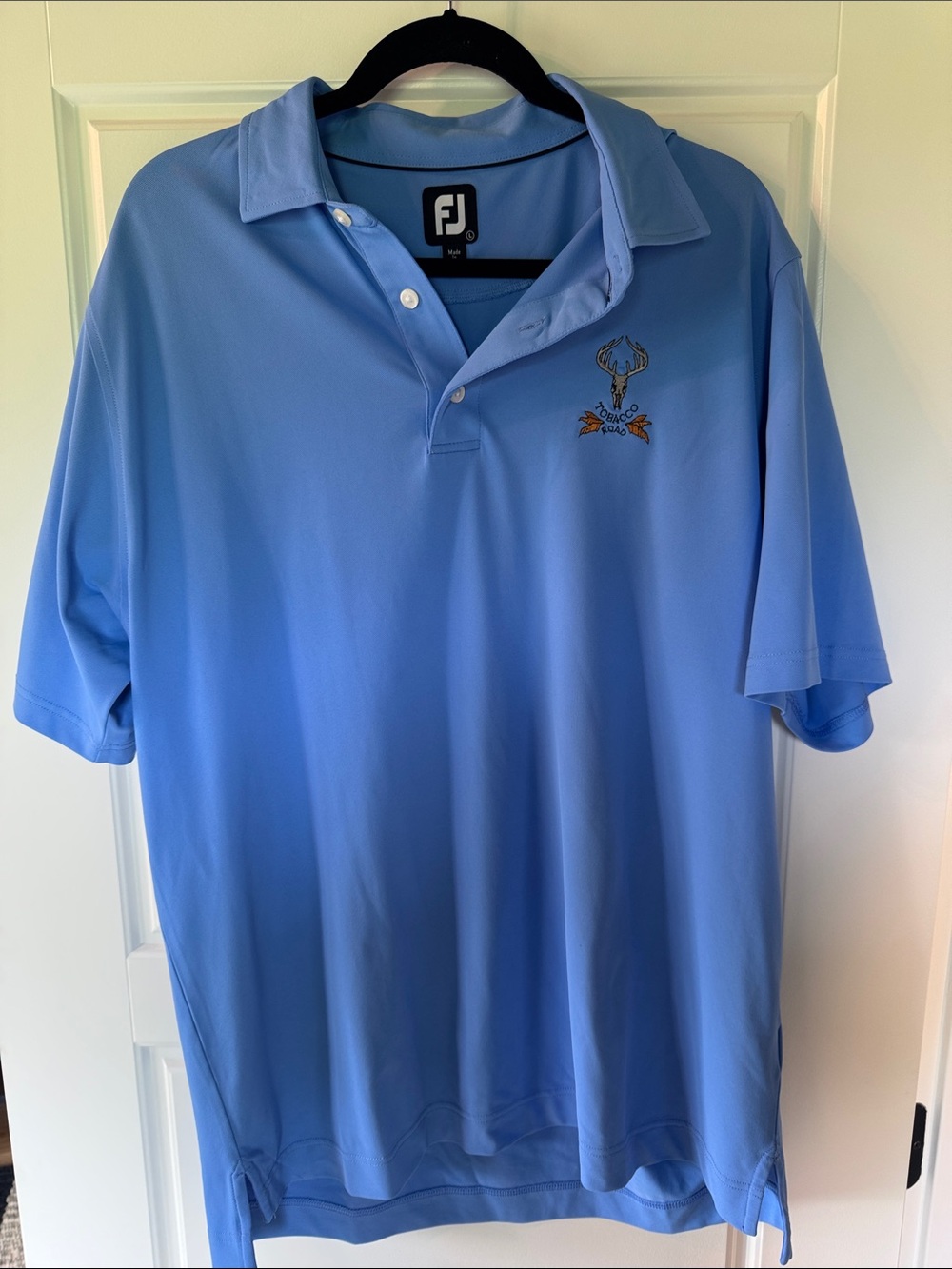FootJoy Men's Sky Blue Golf Polo with Tobacco Road Crest